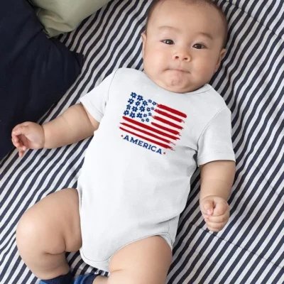 America's Flag And Flowers Baby's Bodysuit