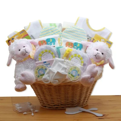 Double Delight Twins Yellow Baby Gift Basket