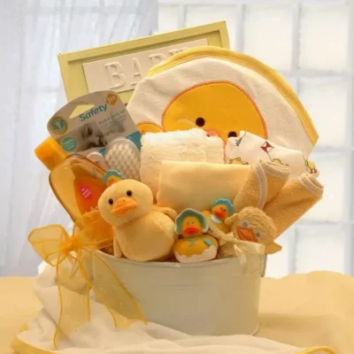 Yellow New Baby Bath Time Basket