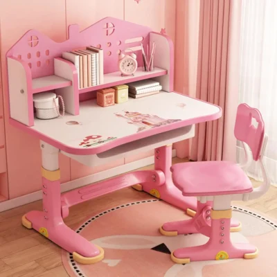 Kids Adjustable Desk & Chair Set w/Storage