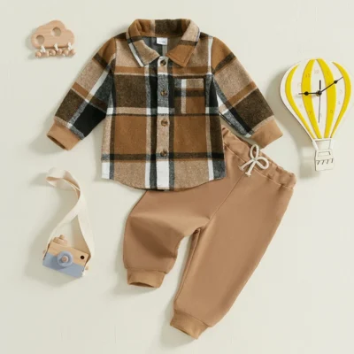 Plaid Print Baby Boy Outfit