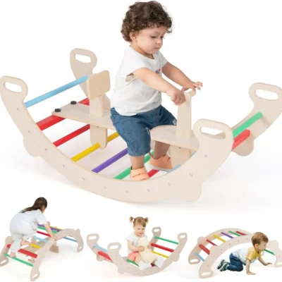 Wooden Rock Climbing Arch Learning Playset